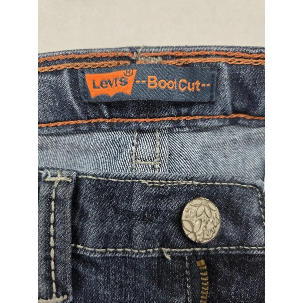 Levis Girls 12 Slim Bootcut Jeans 24x27 Dark Wash Adjustable Waist Stretch Denim